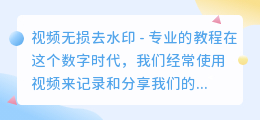 视频无损去水印