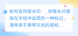 去排版水印