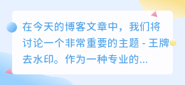 王牌去水印