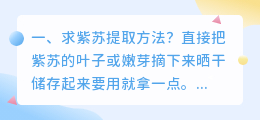 求紫苏提取方法?