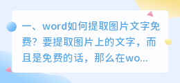 word如何提取图片文字免费?