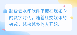 超级去水印软件下载