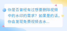 免费视频去水印的软件