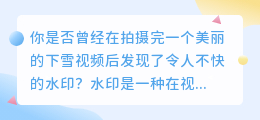 下雪视频去水印