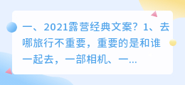 2021露营经典文案?