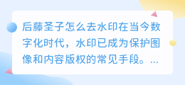 后藤圣子怎么去水印