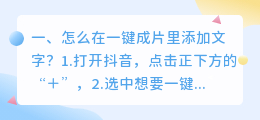 怎么在一键成片里添加文字?