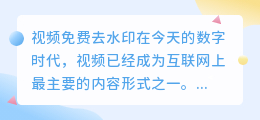 视频免费去水印