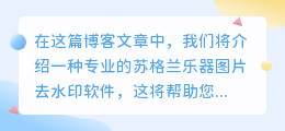 苏格兰乐器图片去水印软件
