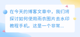 雨衣图片去水印教程手机