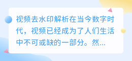 视频去水印解析