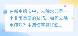 新乡婚庆怎么去水印教程