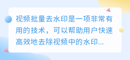 视频批量去水印