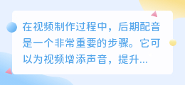怎么后期给视频配音