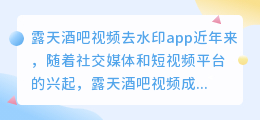露天酒吧视频去水印app