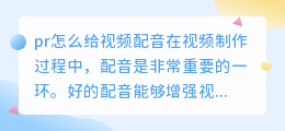 pr怎么给视频配音