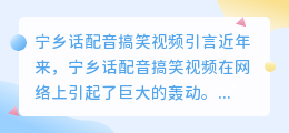 宁乡话配音搞笑视频