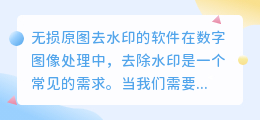 无损原图去水印的软件