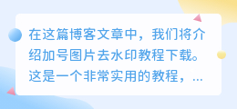 加号图片去水印教程下载