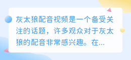 灰太狼配音视频