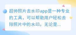 超帅照片去水印app