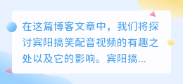 宾阳搞笑配音视频