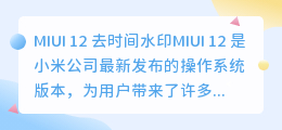 miui12去时间水印
