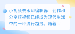 小视频去水印编辑器
