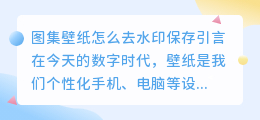 图集壁纸怎么去水印保存