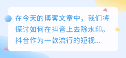 douy斗喑如何去水印