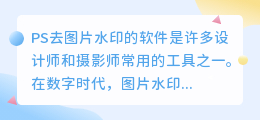 PS去图片水印的软件