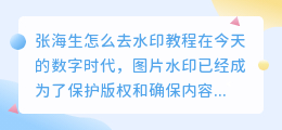 张海生怎么去水印教程