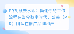 pr 视频去水印