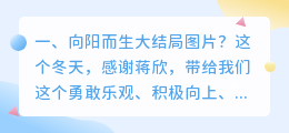 向阳而生大结局图片？