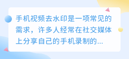 手机视频去水印