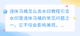 连体马桶怎么去水印教程