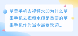 苹果手机去视频水印