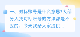 对标账号是什么意思?
