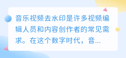 音乐视频去水印