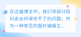 轻抖去水印保存不了