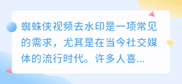 蜘蛛侠视频去水印