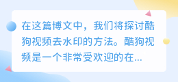 酷狗视频去水印