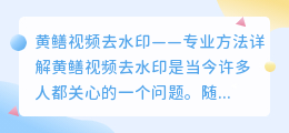 黄鳝视频去水印