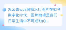 怎么去wps编辑水印图片