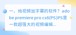 视频加字幕语音合成软件
