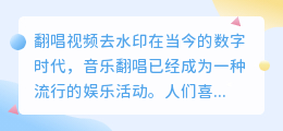 翻唱视频去水印