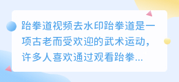 跆拳道视频去水印