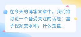 盒子视频去水印