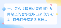 怎么提取网站音乐啊?