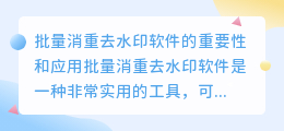批量消重去水印软件